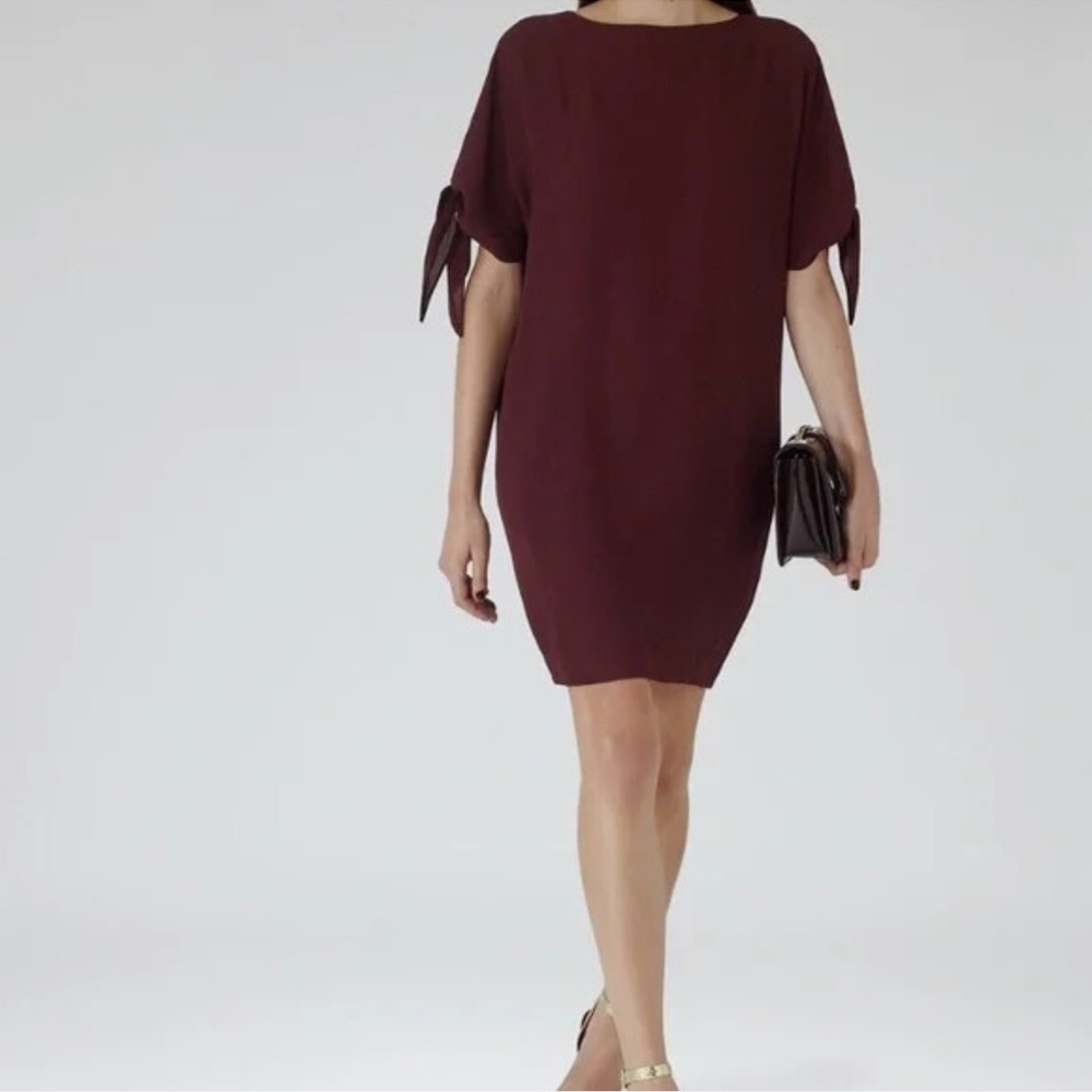 Reiss Georgie Tie Sleeve Shift Mini Dress Size 8